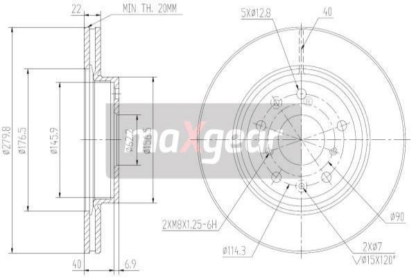 Maxgear 19-2003 Диск гальмівний передній вентильований 192003: Купити в Україні - Добра ціна на EXIST.UA!