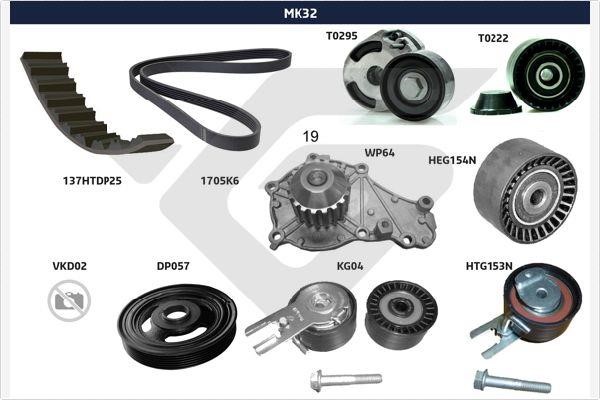  MK32 Комплект ременя генератора MK32: Купити в Україні - Добра ціна на EXIST.UA!