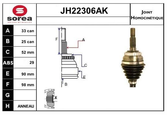 SNRA JH22306AK Шарнір рівних кутових швидкостей (ШРКШ) JH22306AK: Купити в Україні - Добра ціна на EXIST.UA!