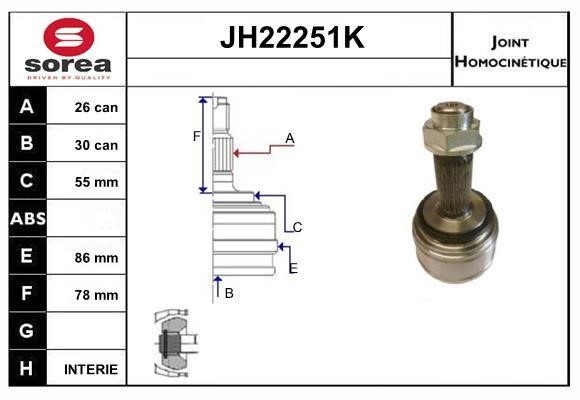 SNRA JH22251K Шарнір рівних кутових швидкостей (ШРКШ) JH22251K: Купити в Україні - Добра ціна на EXIST.UA!