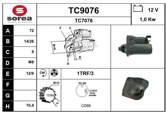 SNRA TC9076 Стартер TC9076: Купити в Україні - Добра ціна на EXIST.UA!