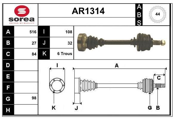 SNRA AR1314 Вал привідний AR1314: Купити в Україні - Добра ціна на EXIST.UA!