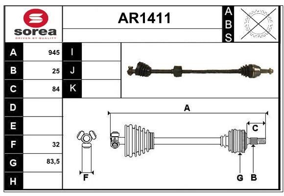 SNRA AR1411 Вал привідний AR1411: Купити в Україні - Добра ціна на EXIST.UA!