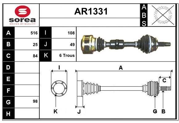 SNRA AR1331 Вал привідний AR1331: Купити в Україні - Добра ціна на EXIST.UA!