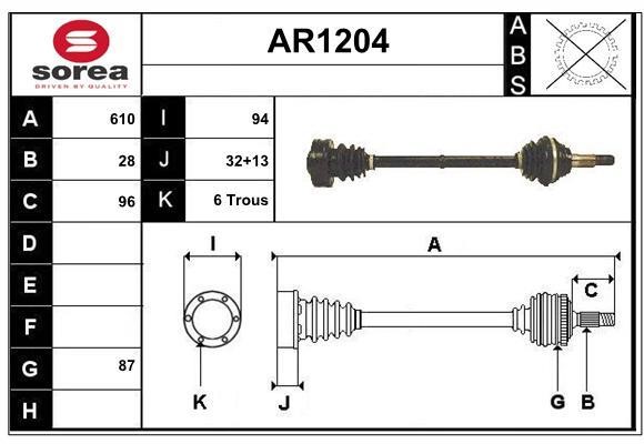 SNRA AR1204 Вал привідний AR1204: Купити в Україні - Добра ціна на EXIST.UA!