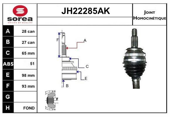 SNRA JH22285AK Шарнір рівних кутових швидкостей (ШРКШ) JH22285AK: Купити в Україні - Добра ціна на EXIST.UA!