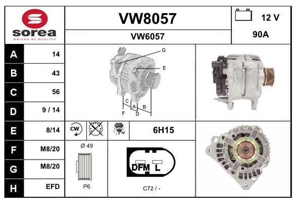 SNRA VW8057 Генератор VW8057: Купити в Україні - Добра ціна на EXIST.UA!