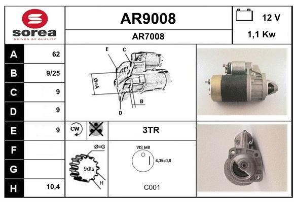 SNRA AR9008 Стартер AR9008: Купити в Україні - Добра ціна на EXIST.UA!