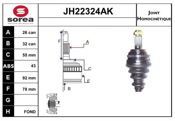SNRA JH22324AK Шарнір рівних кутових швидкостей (ШРКШ) JH22324AK: Купити в Україні - Добра ціна на EXIST.UA!