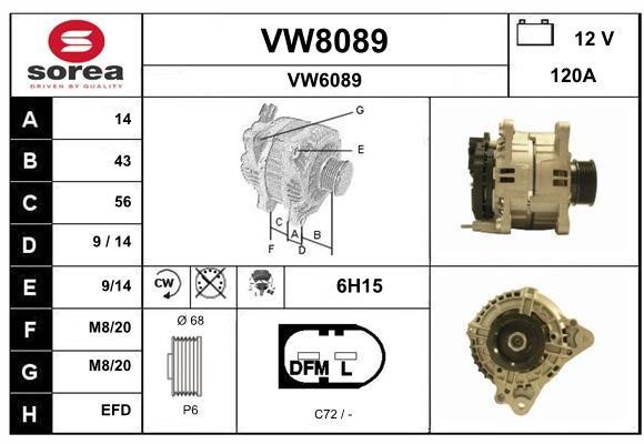 SNRA VW8089 Генератор VW8089: Купити в Україні - Добра ціна на EXIST.UA!