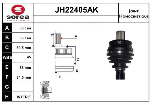 SNRA JH22405AK Шарнір рівних кутових швидкостей (ШРКШ) JH22405AK: Купити в Україні - Добра ціна на EXIST.UA!