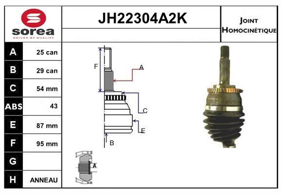 SNRA JH22304A2K Шарнір рівних кутових швидкостей (ШРКШ) JH22304A2K: Купити в Україні - Добра ціна на EXIST.UA!