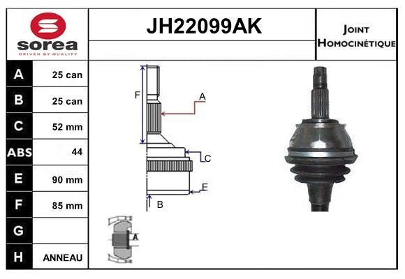 SNRA JH22099AK Шарнір рівних кутових швидкостей (ШРКШ) JH22099AK: Купити в Україні - Добра ціна на EXIST.UA!