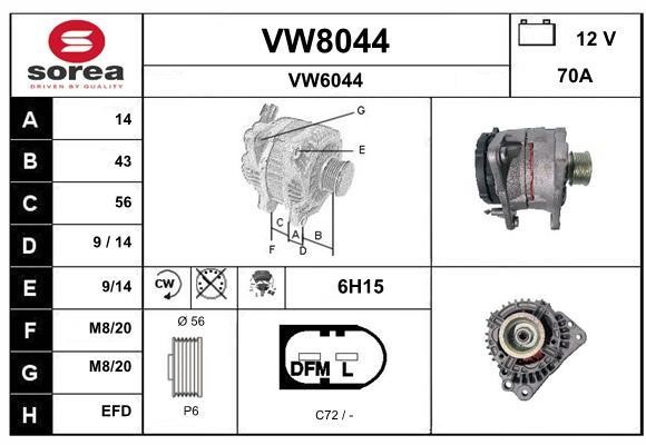 SNRA VW8044 Генератор VW8044: Купити в Україні - Добра ціна на EXIST.UA!