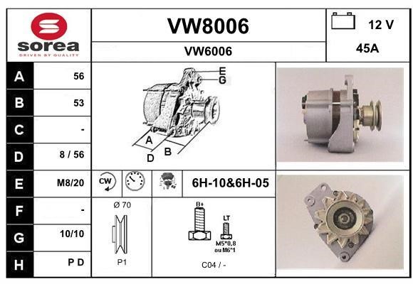 SNRA VW8006 Генератор VW8006: Купити в Україні - Добра ціна на EXIST.UA!