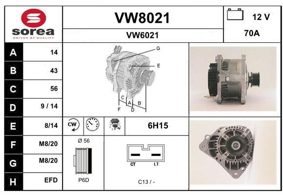 SNRA VW8021 Генератор VW8021: Купити в Україні - Добра ціна на EXIST.UA!