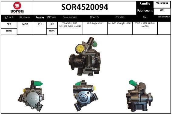 SNRA SOR4520094 Насос гідропідсилювача керма SOR4520094: Купити в Україні - Добра ціна на EXIST.UA!