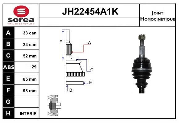 SNRA JH22454A1K Шарнір рівних кутових швидкостей (ШРКШ) JH22454A1K: Купити в Україні - Добра ціна на EXIST.UA!