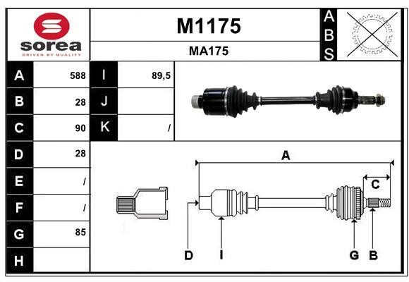 SNRA M1175 Вал привідний M1175: Купити в Україні - Добра ціна на EXIST.UA!