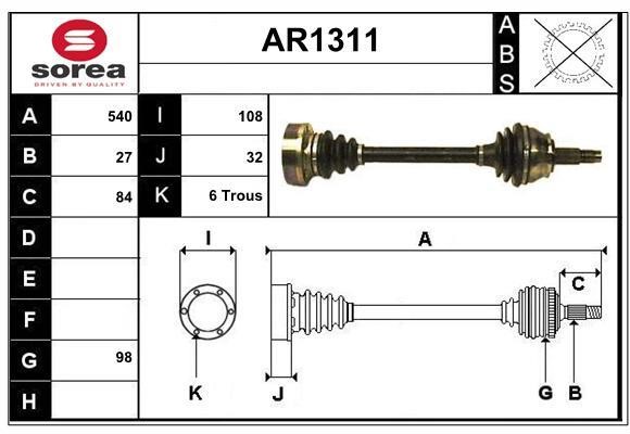 SNRA AR1311 Вал привідний AR1311: Купити в Україні - Добра ціна на EXIST.UA!
