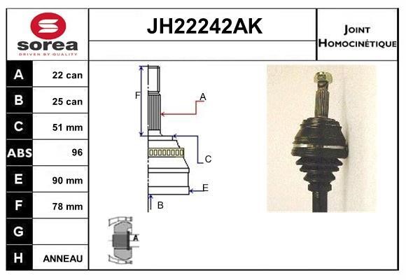 SNRA JH22242AK Шарнір рівних кутових швидкостей (ШРКШ) JH22242AK: Купити в Україні - Добра ціна на EXIST.UA!