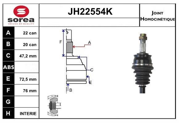 SNRA JH22554K Комплект шарнірів, приводний вал JH22554K: Купити в Україні - Добра ціна на EXIST.UA!