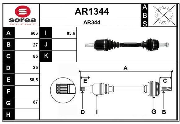 SNRA AR1344 Вал привідний AR1344: Купити в Україні - Добра ціна на EXIST.UA!