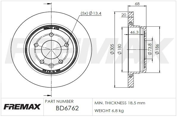 Fremax BD-6762 Диск гальмівний задній вентильований BD6762: Купити в Україні - Добра ціна на EXIST.UA!