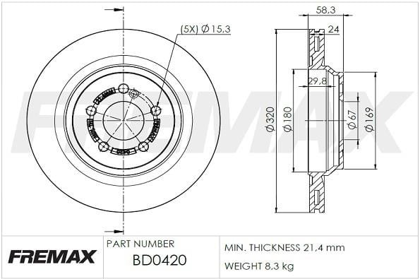 Fremax BD-0420 Диск гальмівний задній вентильований BD0420: Купити в Україні - Добра ціна на EXIST.UA!
