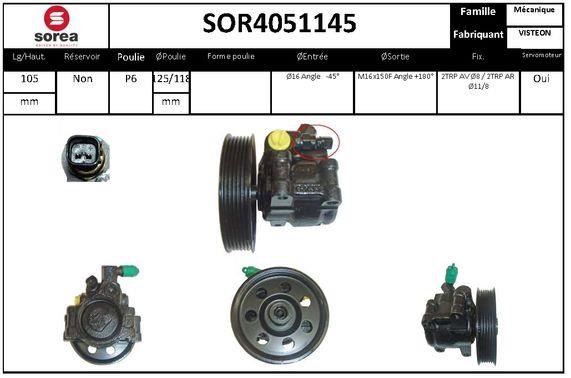 SNRA SOR4051145 Насос гідропідсилювача керма SOR4051145: Купити в Україні - Добра ціна на EXIST.UA!