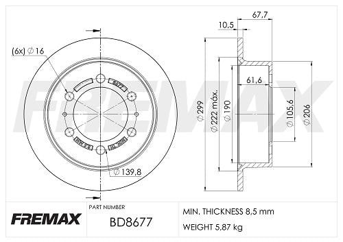 Fremax BD-8677 Диск гальмівний задній невентильований BD8677: Купити в Україні - Добра ціна на EXIST.UA!