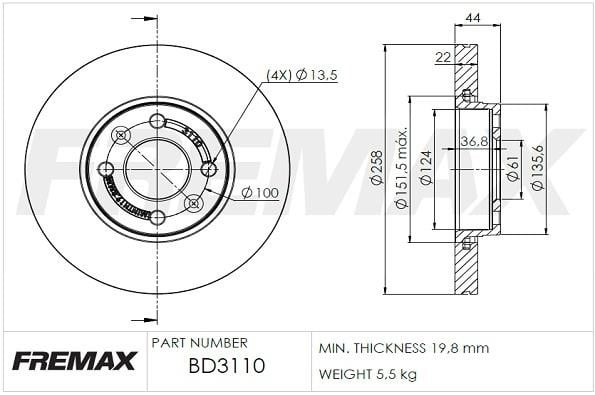 Fremax BD-3110 Диск гальмівний передній вентильований BD3110: Купити в Україні - Добра ціна на EXIST.UA!