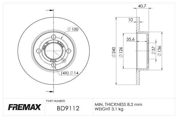 Fremax BD-9112 Диск гальмівний задній невентильований BD9112: Купити в Україні - Добра ціна на EXIST.UA!