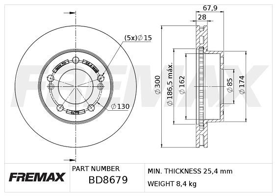 Fremax BD-8679 Диск гальмівний передній вентильований BD8679: Купити в Україні - Добра ціна на EXIST.UA!