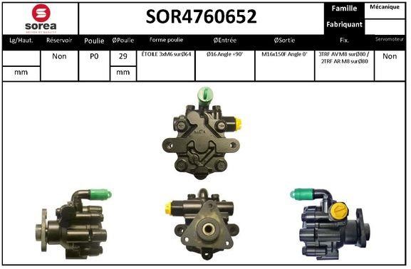 SNRA SOR4760652 Насос гідропідсилювача керма SOR4760652: Купити в Україні - Добра ціна на EXIST.UA!