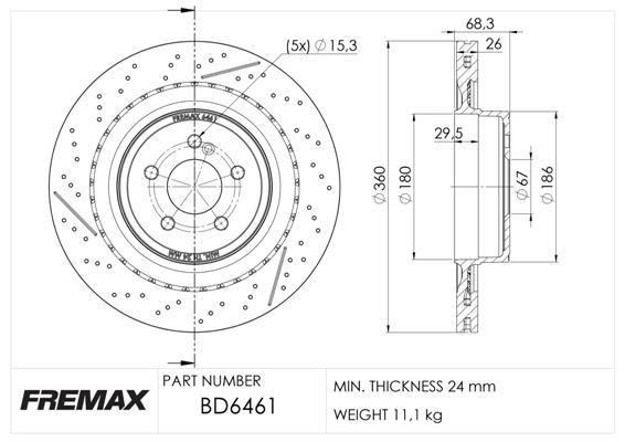 Fremax BD-6461 Гальмівний диск BD6461: Приваблива ціна - Купити в Україні на EXIST.UA!