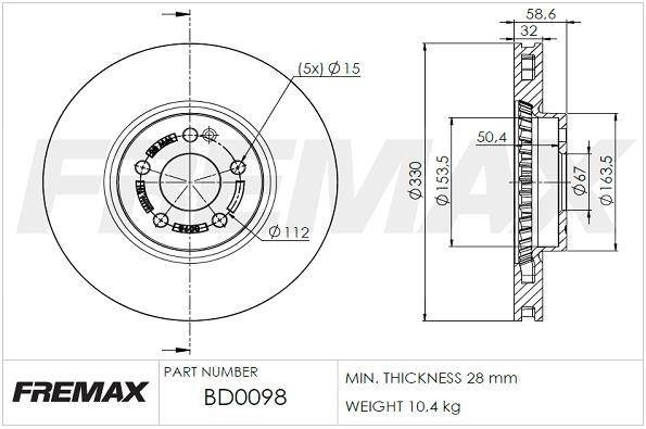 Fremax BD-0098 Диск гальмівний передній вентильований BD0098: Купити в Україні - Добра ціна на EXIST.UA!
