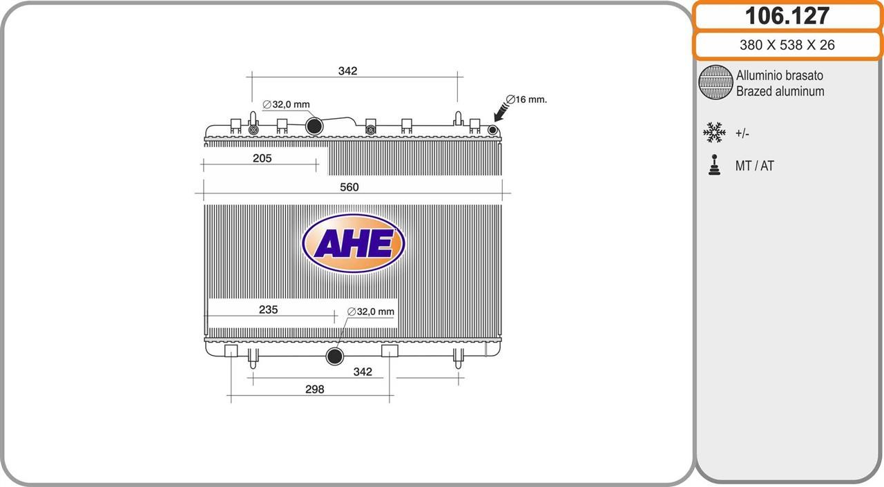 AHE 106.127 Радіатор охолодження двигуна 106127: Купити в Україні - Добра ціна на EXIST.UA!