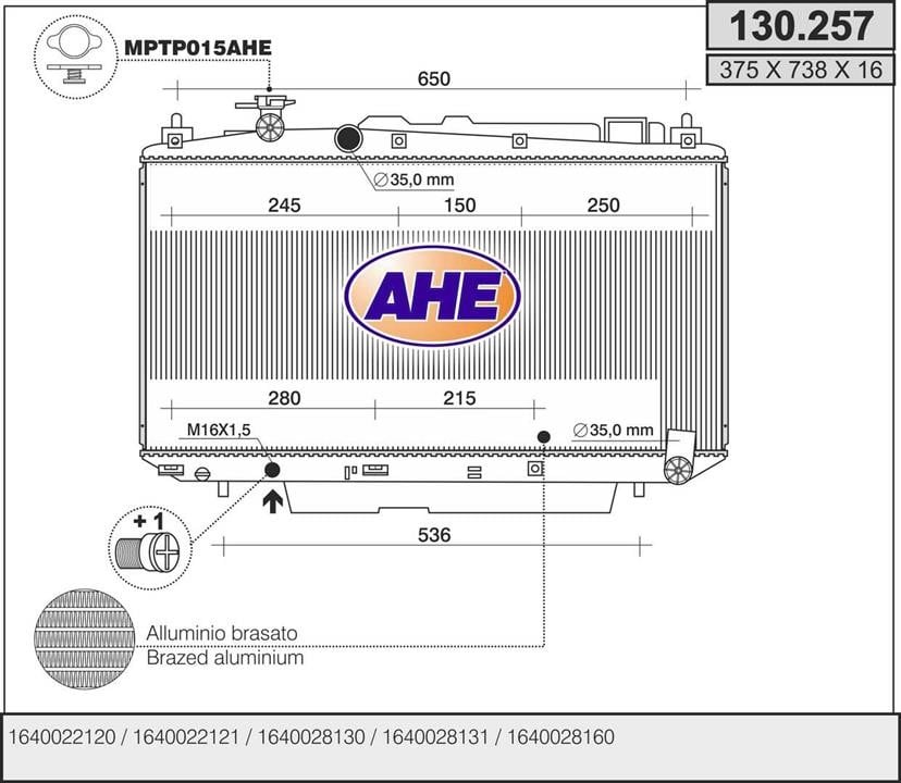 AHE 130.257 Радіатор охолодження двигуна 130257: Купити в Україні - Добра ціна на EXIST.UA!
