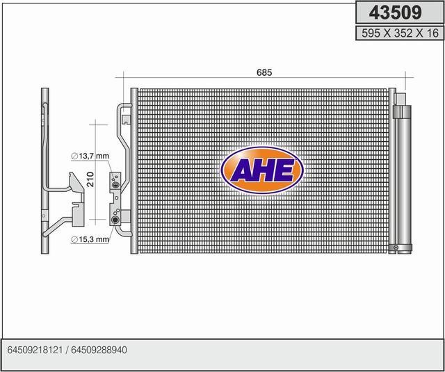 AHE 43509 Радіатор кондиціонера (Конденсатор) 43509: Купити в Україні - Добра ціна на EXIST.UA!