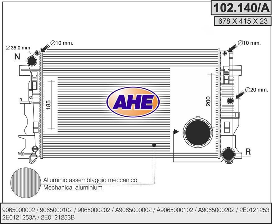 AHE 102.140/A Радіатор охолодження двигуна 102140A: Приваблива ціна - Купити в Україні на EXIST.UA!