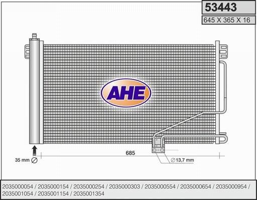 AHE 53443 Радіатор кондиціонера (Конденсатор) 53443: Купити в Україні - Добра ціна на EXIST.UA!