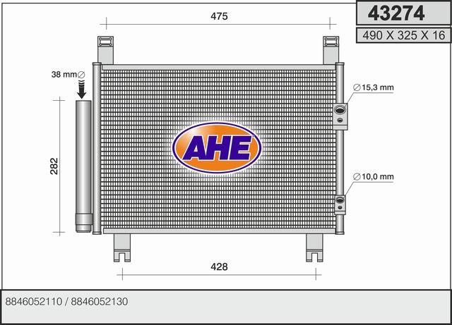 AHE 43274 Радіатор кондиціонера (Конденсатор) 43274: Купити в Україні - Добра ціна на EXIST.UA!