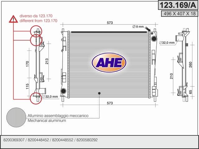 AHE 123.169/A Радіатор охолодження двигуна 123169A: Купити в Україні - Добра ціна на EXIST.UA!