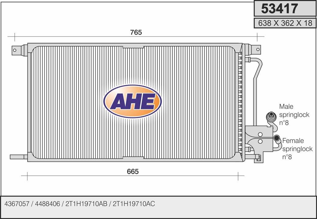 AHE 53417 Радіатор кондиціонера (Конденсатор) 53417: Купити в Україні - Добра ціна на EXIST.UA!
