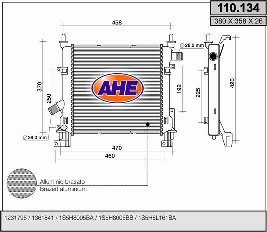 AHE 110.134 Радіатор охолодження двигуна 110134: Купити в Україні - Добра ціна на EXIST.UA!