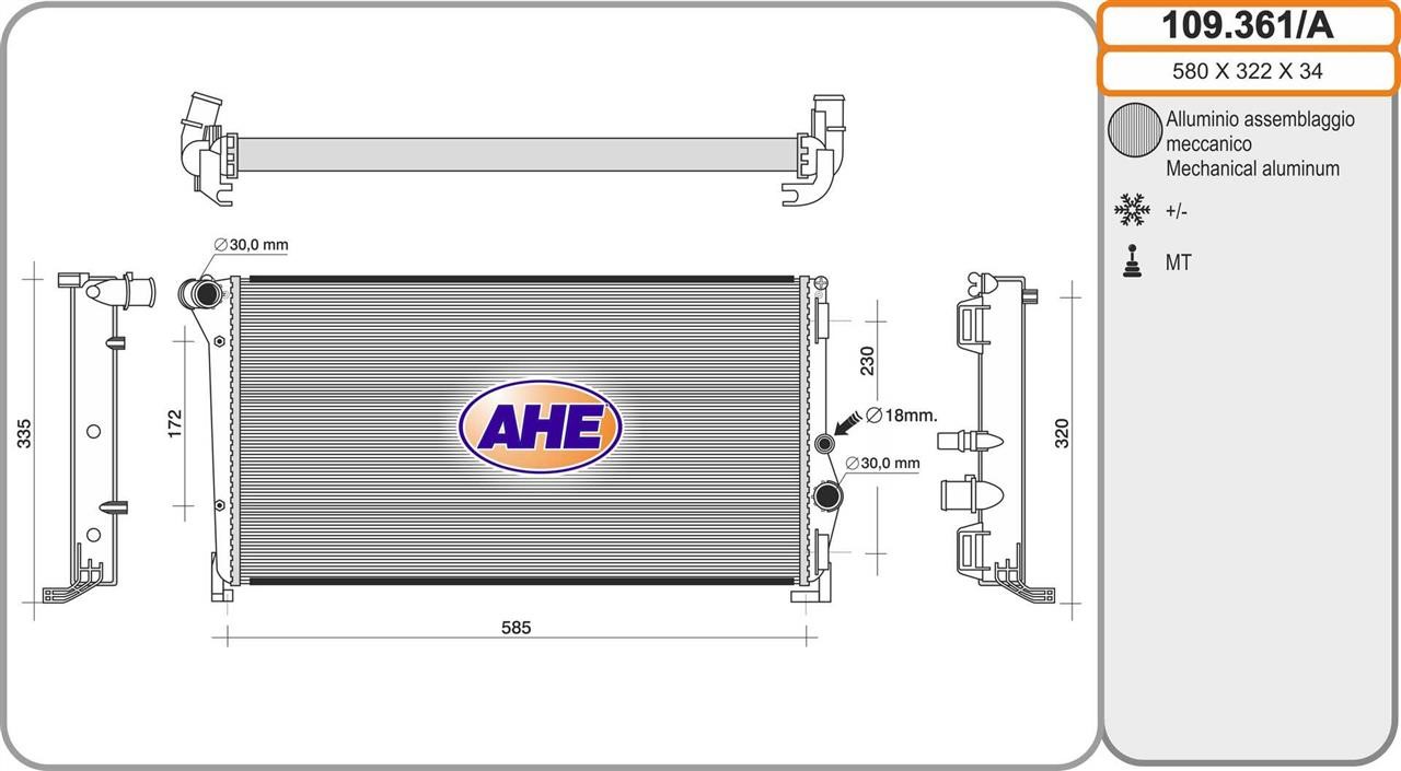 AHE 109.361/A Радіатор охолодження двигуна 109361A: Купити в Україні - Добра ціна на EXIST.UA!