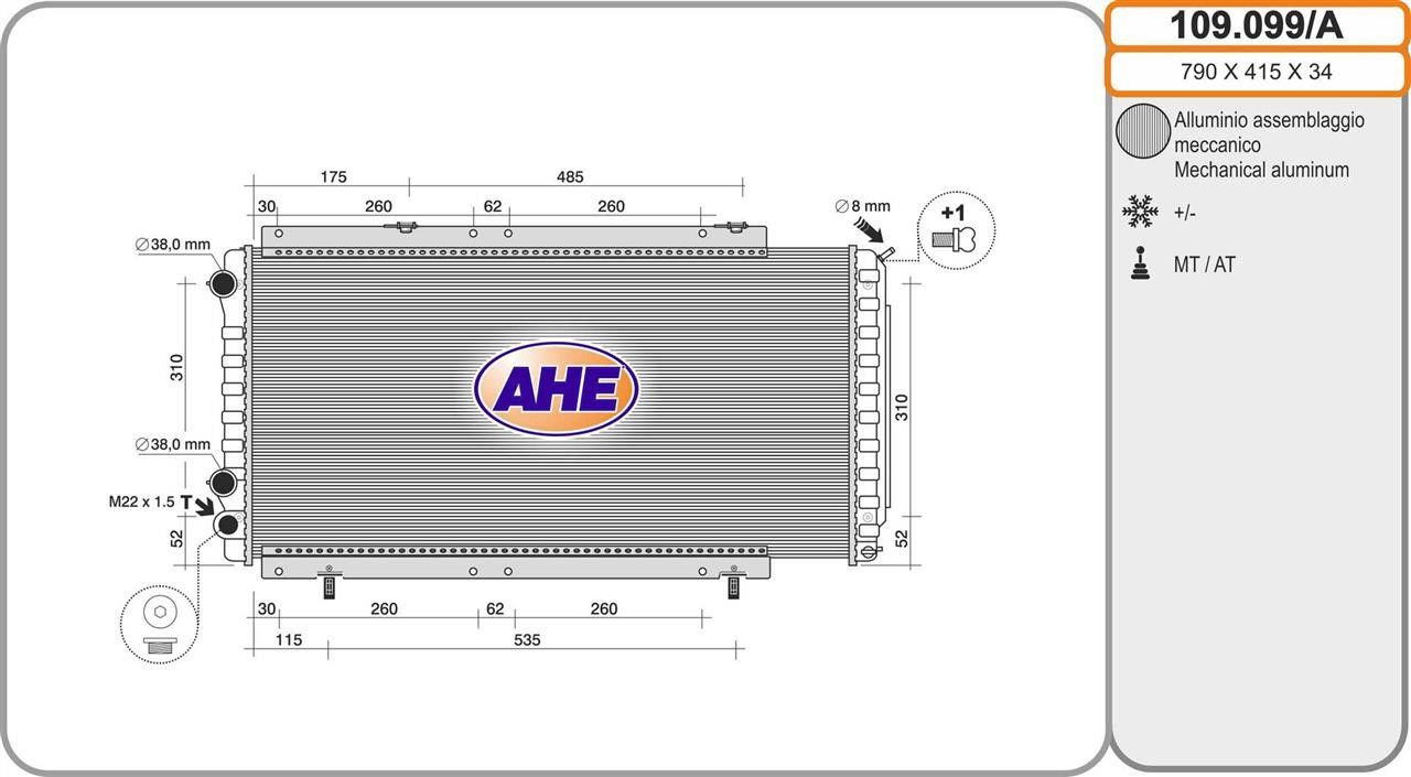 AHE 109.099/A Радіатор охолодження двигуна 109099A: Купити в Україні - Добра ціна на EXIST.UA!