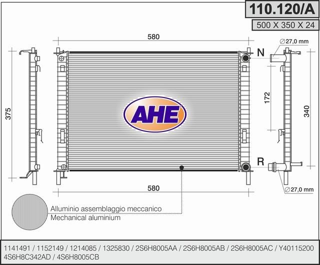 AHE 110.120/A Радіатор охолодження двигуна 110120A: Купити в Україні - Добра ціна на EXIST.UA!
