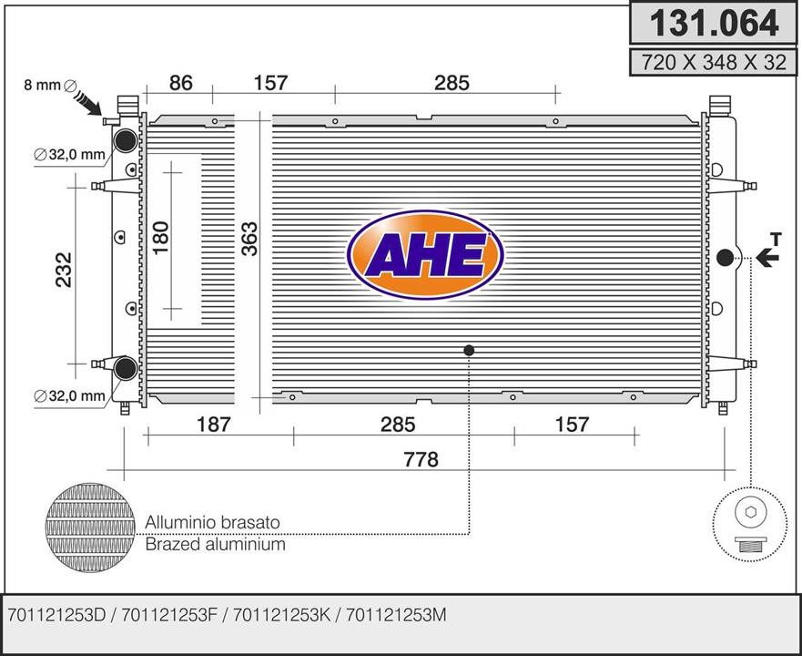 AHE 131.064 Радіатор охолодження двигуна 131064: Купити в Україні - Добра ціна на EXIST.UA!